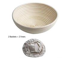 Teig Professionelles Backwerkzeug, Round Bread Proofing Basket Natürliche Rattanschale Mit Wäscheleine Zum Backen Zu Hause (2 Stück)