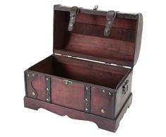 HMF 6403-140 Schatztruhe aus Holz mit Schloss | 40 x 23 x 27 cm | Groß | Kambodscha