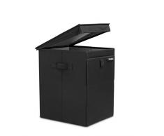 Brabantia 109300 Stapelbare Wäschebox 35 L, Stoff, schwarz, 37 x 32 x 44.5 cm
