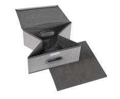TERRA SELL Hochwertige Aufbewahrungsbox mit Deckel aus Stoff zum Falten/Ordnungsbox/Sortierbox/Faltboxen im 2er-Set 32 x 32 x 15 cm (grau)
