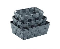 Kela Korb-Set 3-teilig, Alvaro, Unterschiedliche Größen, PP-Faserband, 323027, Grau