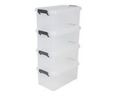 IRIS, 4er-Set Aufbewahrungsboxen / Kisten mit Deckel / Stapelboxen Multi Box, MBX-6, Kunststoff, transparent, 6 L, 36,5 x 21,4 x 16,5 cm