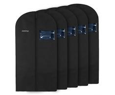 esonmus Kleidersäcke kleiderhülle Anzugsack Kleidersack Luftdichte Anzugtasche Lang Reise Für Anzug Jacke Hemden und Kleid mit VC-Fenster Schwarz (5 Stücke-N)