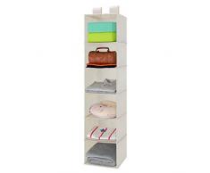 Umi. by Amazon - Hängeaufbewahrung, hängender Stoffschrank mit 6 breiten Fächern, Organizer für Kleiderschrank, faltbare Ordnungssystem für Zimmer - beige