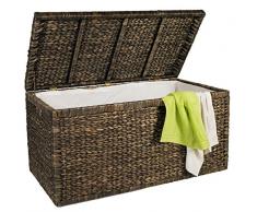 Artra Design Truhe mit Klappdeckel braun, 110 cm, atmungsaktive, nachhaltige Aufbewahrungsbox mit Deckel Aufbewahrungskiste Aufbewahrungstruhe Wäschetruhe Auflagenbox