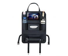 2 Pack Auto-Sitz Zurück Organisator Pocket Backseat Protektor-Kick-Matte Ipad Mini Holder Iphone Cup Halter Schirm Stoffbox Tolles Reise-Accessoire PU Leder