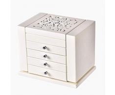 CJWWEI Schmuckschatulle, Abschließbare Vintage-Schmuckvitrine Aus Holz Mit Deckelspiegel Und 5 Schubladen (Color : D)