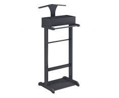 [en.casa] Kleiderständer Grau Herrendiener Hosenhalter mit Aufbewahrungsfach 43,5 x 34,5 x 110 cm aus MDF und Kiefernholz