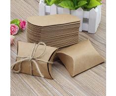 HSeaMall Kraft Papier Candy, Geschenk-Box Kissen Box für Hochzeit Geburtstag Party 50 - Pillow Shape 50PCS
