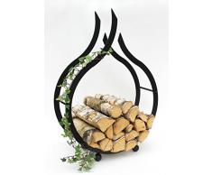 DanDiBo Kaminholzregal Innen Schwarz Kaminholzständer Flamme 78 cm Holzkorb Kaminholzhalter Feuerholzregal Holzregal