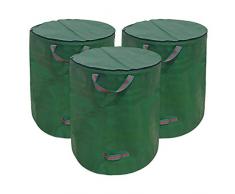 Huainiu Gartensack Mit Deckel VerschließBar Faltbarer Gartenabfallsack Mit Reissverschluss Wasserdicht 272L GartenabfallbehäLter Laubsack Groß Selbstaufstellend (4X 272 Liter)