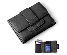 xperg Damen Trifold Geldbörse aus weichem Leder, Kreditkartenetui, Geldbeutel mit Münzfach, Geldkassette für Damenmädchen, Geschenkverpackung Schwarz