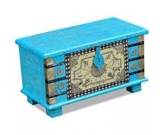 GoodWork4UEu Aufbewahrungstruhe Blau Mangoholz 80x40x45 cm Möbel Schränke Aufbewahrungstruhen