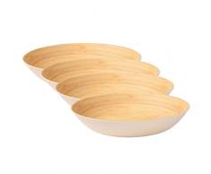 BIOZOYG Umweltfreundliches Geschirrset Tiefe Teller I 4 Stück Bambus Teller groß 22 cm I Speiseteller rund Elfenbein, BPA frei I Kinderteller Suppenteller Salatteller Schale Essteller