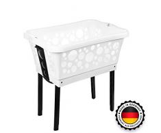 Centi Wäschekorb mit Stand-Automatik - Made in Germany Wäsche Korb mit Beinen Füßen Farben wählbar (weiss)