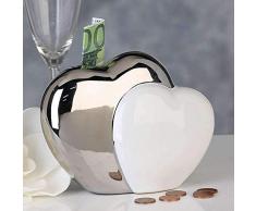 Casablanca Spardose Hearts Weiss/Silber,Ker.H.13cm