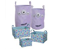 Deco Line Set 5 Mehrzweckkörbe Monster, Polyester