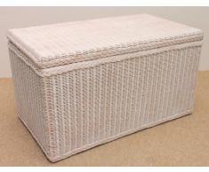 Rattantruhe, Rattan Wäschetruhe, Sitztruhe Fb. weiß Lack. Gr. 90 x 52 cm H 52 cm