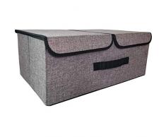 FAMILYS ODYSSEY Aufbewahrungsbox mit 2 Deckeln und Griff, Faltbare Aufbewahrungskiste für Spielzeug, Unterwäsche, Kosmetik, Kleinteile (Grau)