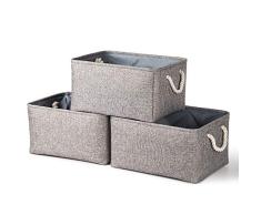 Syeeiex Large Fabric Storage Boxes [3er-Pack] Spielzeugkörbe, dekorative Körbe mit Griffen, zusammenklappbare Körbe zum Organisieren, Aufbewahrungskörbe für Regale, Spielzeug, Kleidung, Büro (Grau)