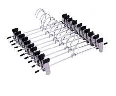 Bayli 20-er Set Metall Kleiderbügel Hosenbügel | 30cm Breit | Klammerbügel gummiert | Klemmbügel aus Metall | Anti-rutsch Rockbügel | Hosenspanner mit 360 Grad drehbarem Haken | Metallbügel mit Clips