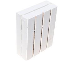 Kistenkolli Altes Land Flache Obstkiste Wilma weiß/Natur/geflammt mit Zwei Einlegeböden/Zwischenbrettern ca 50x40x16cm/ Gewürzregal Apfelkiste/Weinkisten Aufbewahrungskiste (Regalkiste Wilma weiß)