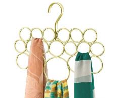 mDesign Schalhalter ? Schalbügel ? Aufbewahrung für Tücher, Krawatten, Gürtel ? Accessoires ohne Ziehfäden aufbewahren ? 18 Ringe ? Gold/Kupfer