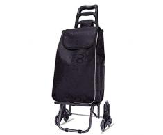 JYGMTC JYGM Einkaufstrolley, zusammenklappbar, Treppenkorb, hält bis zu 70 kg, leicht, mit 6 Rollen, für Wäsche, Lebensmittel, Camping und Sportveranstaltungen, Braun Schwarz