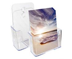 Prospekthalter A5 (2er Pack) - Einzel Fach Flyerhalter H20xB17xD6cm - Prospekt Display-Ständer aus Klarem Acryl - Tisch und Wand Prospektständer für Flyer, Zeitschriften und Kataloge - Dokumentenhalter, Zeitschriftenständer
