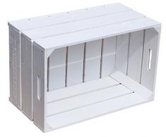 Kistenkolli Altes Land weiße Obstkiste Elfriede 54cm x 35cm x 30cm / Weinkiste Apfelkiste Holzkiste Regalkiste Ablagekiste (1er Set)