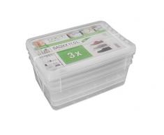 keeeper Aufbewahrungsboxen mit Air Control System, 3-teiliges Set, Höhe: 14 cm, 3 x 11 l, 39 x 26,5 x 14 cm, Bea, Transparent