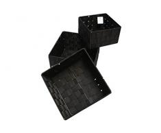 GDWorld 3 tlg Deko Korb Set schwarz Silk Ribbon quadratisch Dekorati