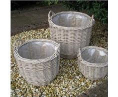 Corby Basket Rund Weidenkorb 3-er Set Grau D = 35/42/50 cm H = 25/34/46 cm