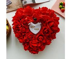 Demarkt Romantic Rose Hochzeit Ring Kissen ring Box Herz Hochzeit Ring Kissen 24 x 22 cm Rot