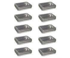 Kurtzy Packung mit 10 Dosen mit Deckel - Kleine Mehrzweck-Aufbewahrungsbox - Aluminium-Organizer - Leere Box mit transparentem Deckel für Kosmetik, Gewürze, kleine Gadgets, SD-Karte, Tabak, Perlen, Münzen, Schmuck