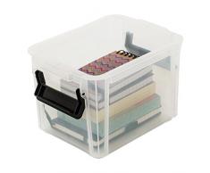 Iris Ohyama 135629, 4er-Set Aufbewahrungsboxen / Kisten mit Deckel / Stapelboxen Multi Box, MBX-2, Kunststoff, transparent, 2 L, 22,4 x 17 x 14,5 cm