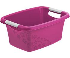 Rotho Flower Wäschewanne 12 l, Kunststoff (PP), pink / weiss, 12 Liter (39,5 x 29,5 x 17,5 cm)