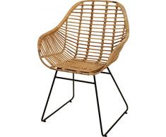 Korb-Sessel Retro-Stil Rattan Club-Sessel 50er Eisen-Gestell Korbstuhl mit Armlehne Lounge Esszimmer-Sessel