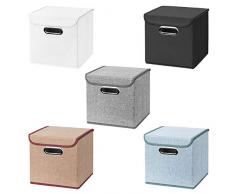 Stick&Shine 1x Aufbewahrungs Korb weiß Faltbox 25 x 25 x 25 cm Regalkorb faltbar, mit Deckel