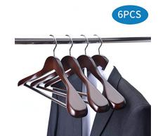 duquanxinquan Anzug Kleiderbügel Holzkleiderbügel 6er Set Holzbügel Breiter Schulter Garderobenbügel mit Hosensteg für Mäntel, Jacken, Hosen und Kleider 44.5 x 24 x 5.8cm