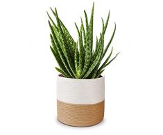 Pflanzkorb aus Baumwollseil für 25,4 cm Pflanzgefäß, gewebter Korb, Aufbewahrungskorb, modernes Heimdekoration, 27,9 x 27,9 cm