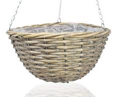 Pflanzenampel Tunis mit Kette Pflanzenhänger Pflanzenhalter Holz Blumentopfhänger innen draußen Deko natur Holzkorb Hängeschale Hängekorb Weide Skyhänger Blumenampel Frühling Terrasse D=30cm