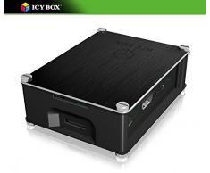 ICY BOX IB-RP102 Gehäuse für Raspberry Pi 2 & 3 Model B, Aluminium, 3X Kühlkörper, luftdurchlässiges Seitengitter, schwarz