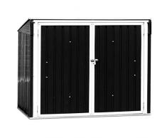 COSTWAY Mülltonnenbox Garten, Schuppen Gartenschrank Metall, Gartenbox Wasserdicht, Gerätebox, 173x97x134cm