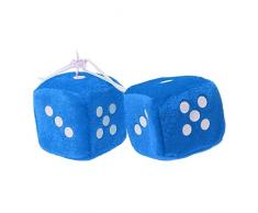 ZqiroLt Auto Anhänger, Würfel Design, Fuzzy Dots Rückspiegel Kleiderbügel Dekoration Styling Ornament 2tlg Blau