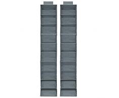 2x Hängeaufbewahrung Kleiderschrank Hängeregal I 10 Fächer I 120x15x30cm I Faltbar I Grau Weiß - Aufbewahrung Organizer