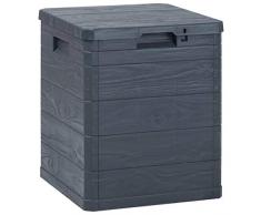 Auflagenbox Kissenbox Garten 90 Liter | Abschließbar Gartenbox Gartenmöbel | Gartentruhe Beistelltisch | Garten Aufbewahrungstruhe | Kunststoff Anthrazit 42,5 x 44 x 50 cm (L x B x H)