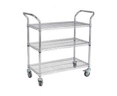 YZJJ Edelstahl Küche Servierwagen Reinigungswagen Catering Regalwagen Medical Train Cafe Wagen Beauty Salo Regalwagen mit 2 Feststellrädern