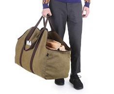 BONTHEE Extra Großer Kaminholzträger Holzkorb Brennholztasche Tragetasche aus Segeltuch mit 2 Griffe