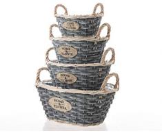 Kaemingk 4 Espenholz Pflanz-Körbe mit Henkel oval in grau 4 Größen
